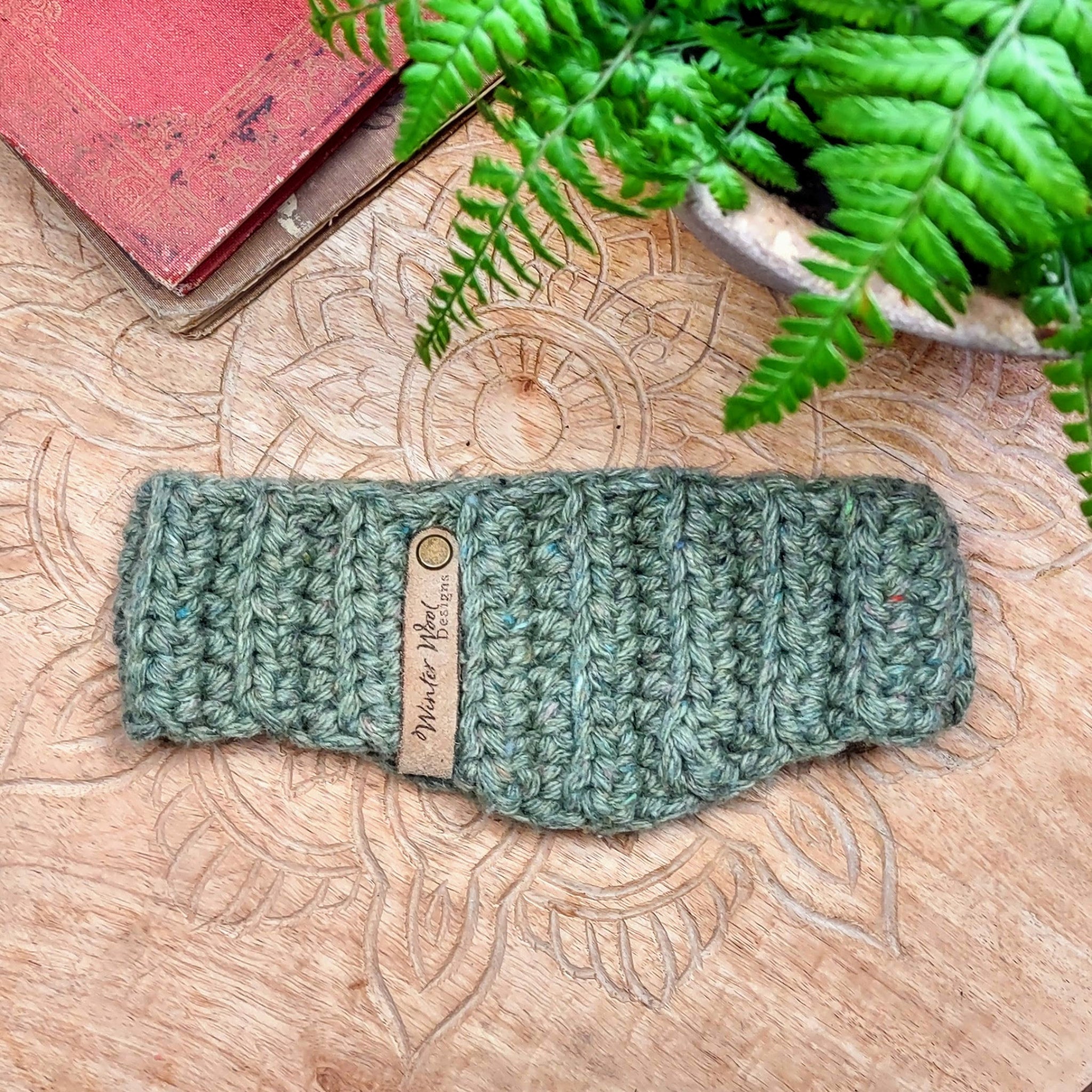 Gender Neutral handmade with recycled tweed wool headband earwarmer with  added stitches to keep ears covered. | Winter Wool Designs